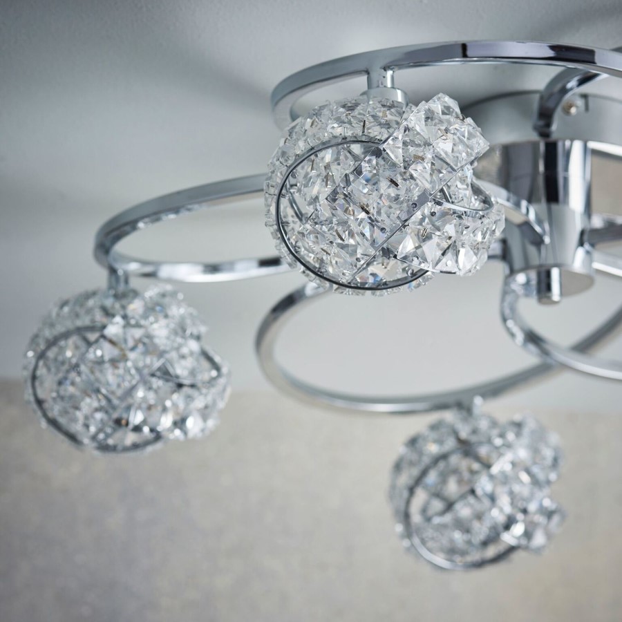 5 Light Chrome Twisted Semi Flush Ceiling Fixture - Talia