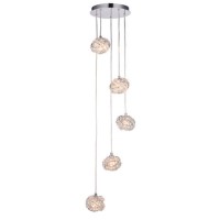 Hanging Pendant with 5 Lights in Chrome & Crystals - Talia