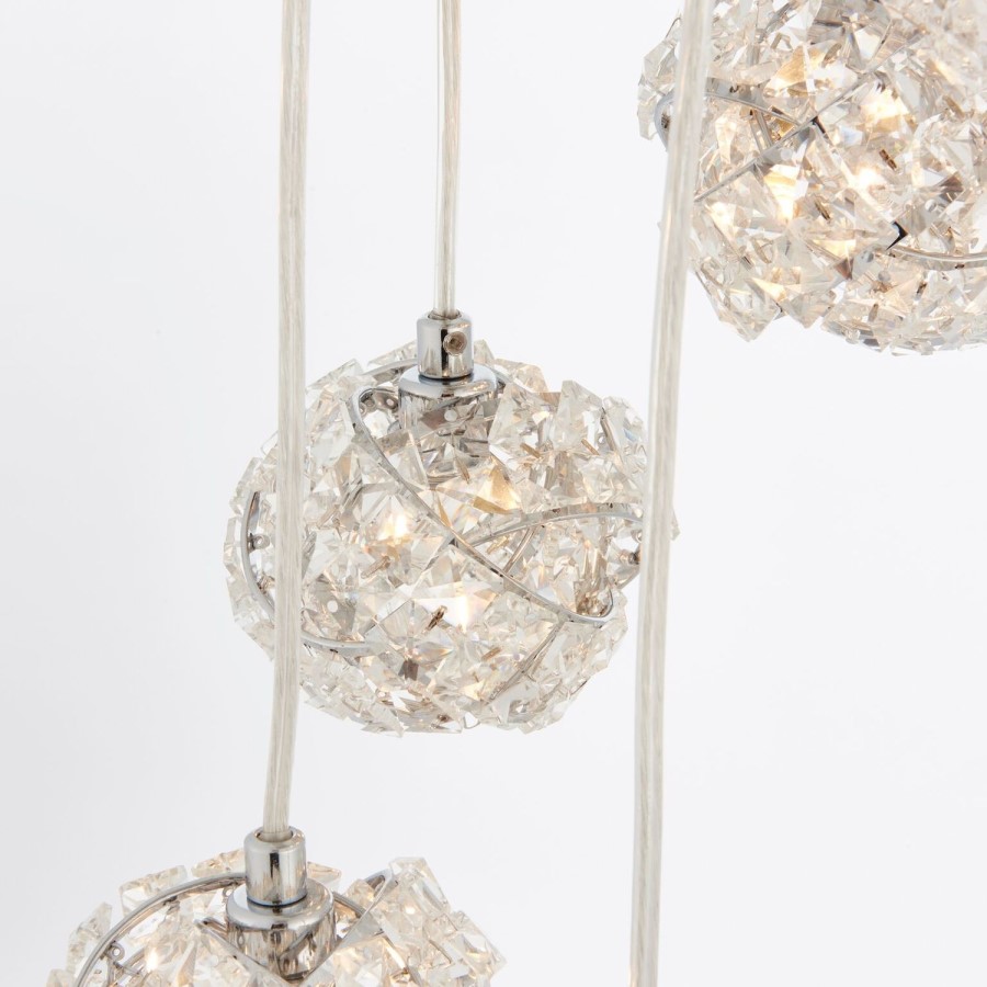Hanging Pendant with 5 Lights in Chrome & Crystals - Talia