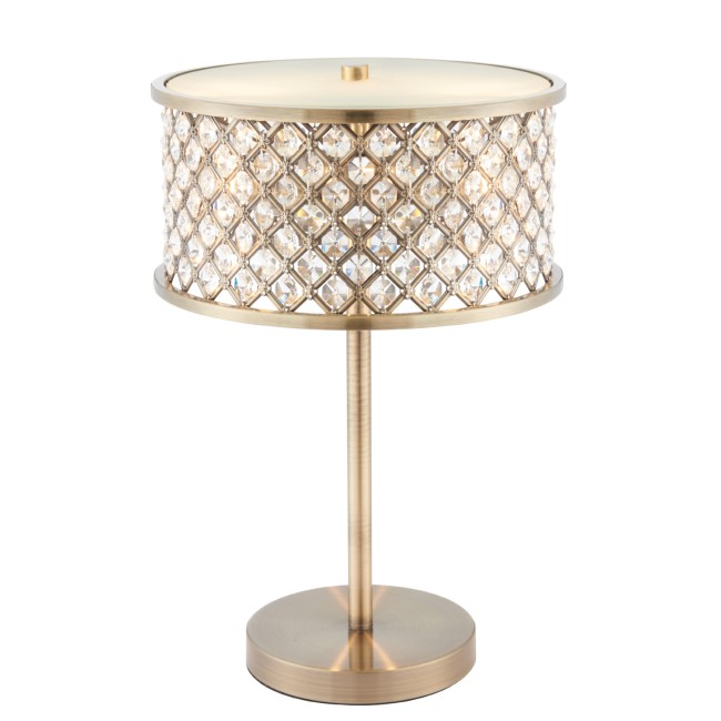 Antique Brass & Crystal Table Lamp - Hudson