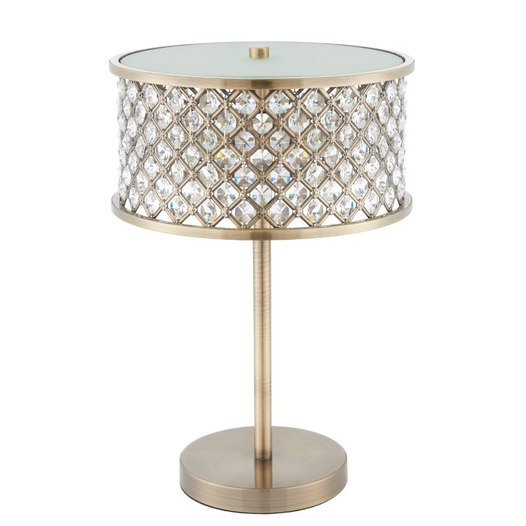 Antique Brass & Crystal Table Lamp - Hudson