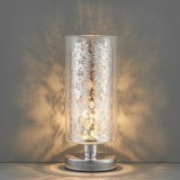 Lacy Leaf Design Chrome Touch Table Lamp with Clear Glass Finish