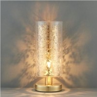 Lacy Leaf Design Antique Brass Touch Table Lamp with Clear Glass Finish