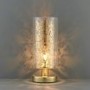 Lacy Leaf Design Antique Brass Touch Table Lamp with Clear Glass Finish