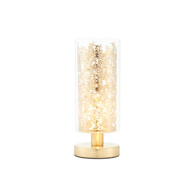 Lacy Leaf Design Antique Brass Touch Table Lamp with Clear Glass Finish