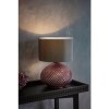 GRADE A1 - Box Opened Livia Rose Gold Glass Table Lamp with Grey Shade