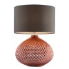 GRADE A1 - Box Opened Livia Rose Gold Glass Table Lamp with Grey Shade