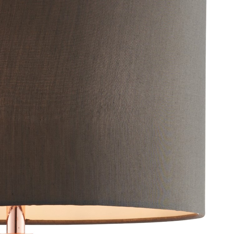 Rose Gold Glass Table Lamp with Grey Shade - Livia