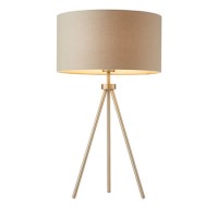 Nickel Tripod Table Lamp with Grey Shade- Tri