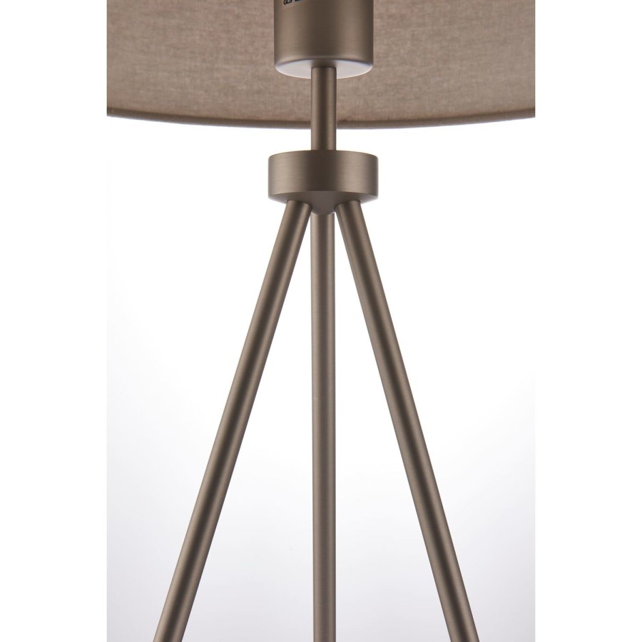 Nickel Tripod Table Lamp with Grey Shade- Tri