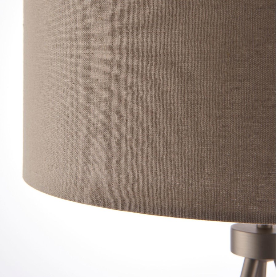 Nickel Tripod Table Lamp with Grey Shade- Tri