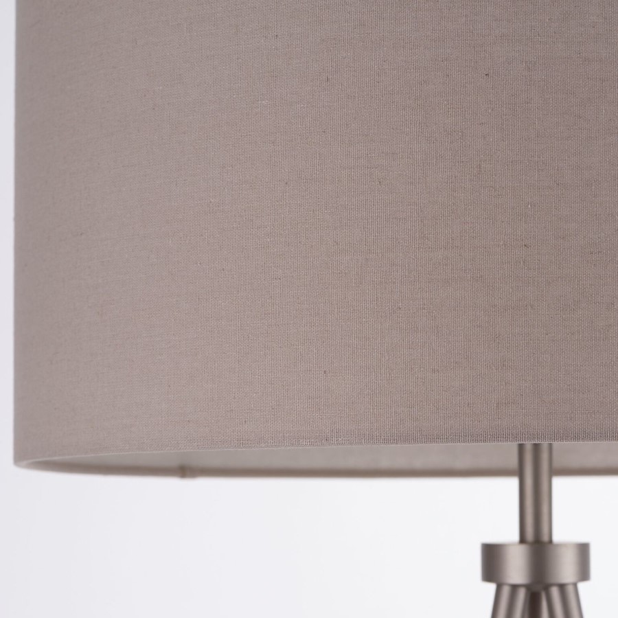 Nickel Tripid Floor Lamp with Grey Shade - Tri