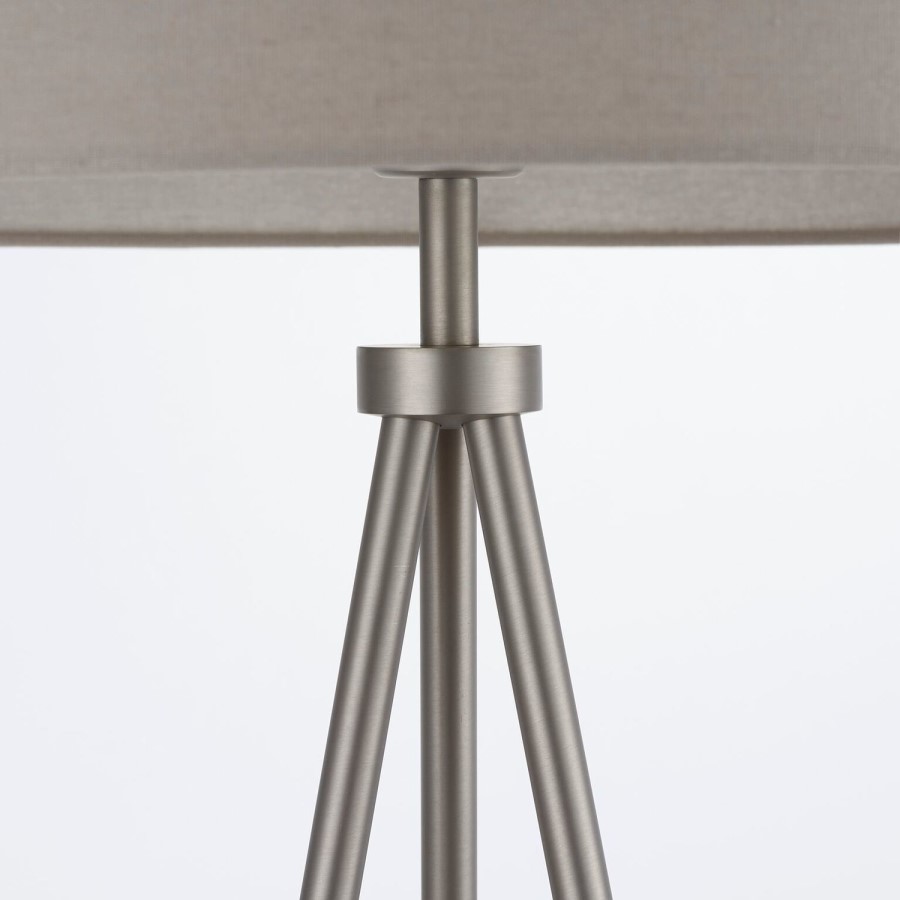 Nickel Tripid Floor Lamp with Grey Shade - Tri