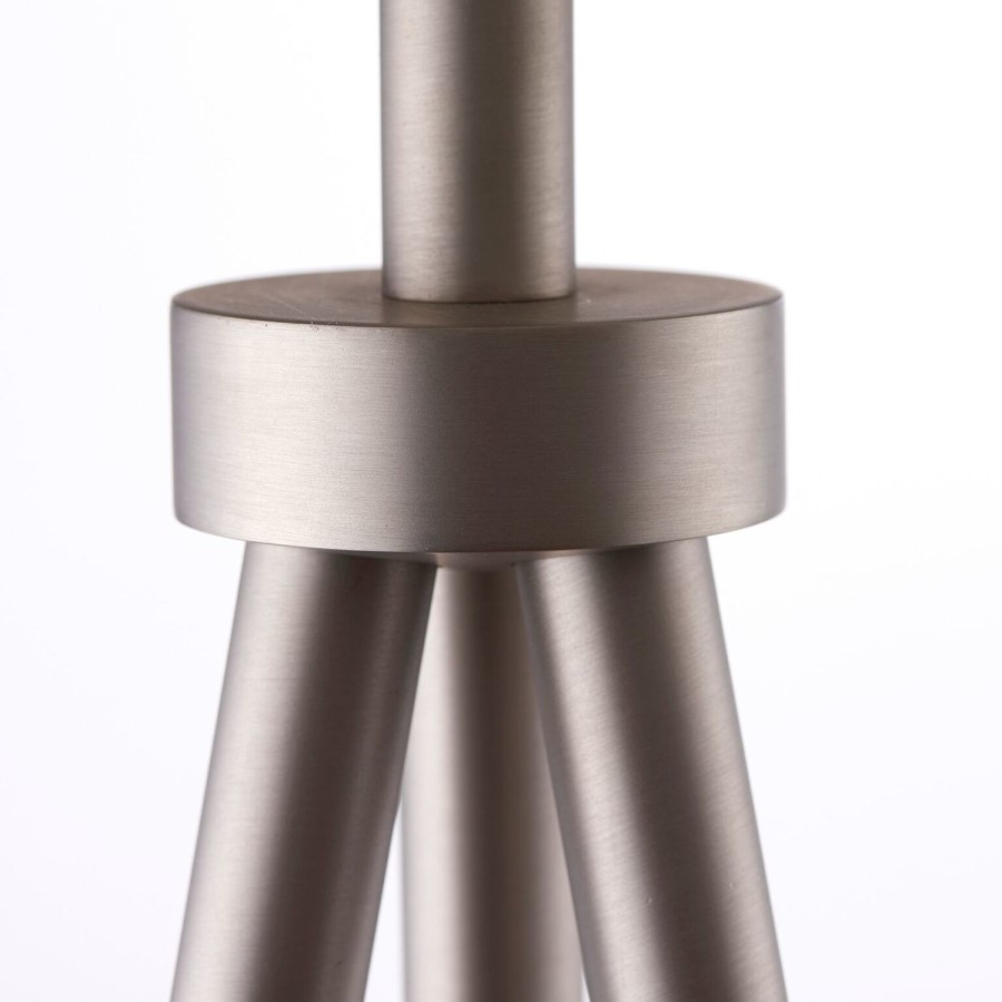 Nickel Tripid Floor Lamp with Grey Shade - Tri