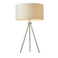 Ivory Shade Chrome Tripod Table Lamp - Tri