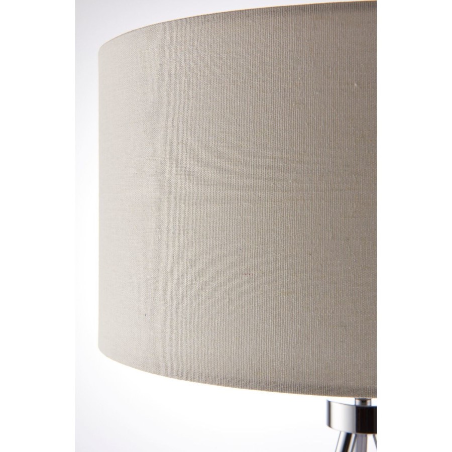 Ivory Shade Chrome Tripod Table Lamp - Tri