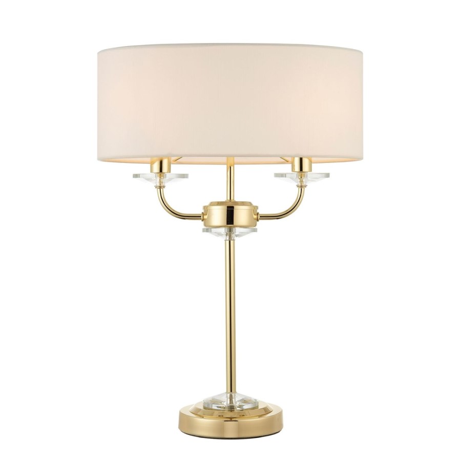 White & Brass Table Lamp - Nixon