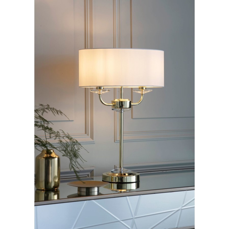 White & Brass Table Lamp - Nixon