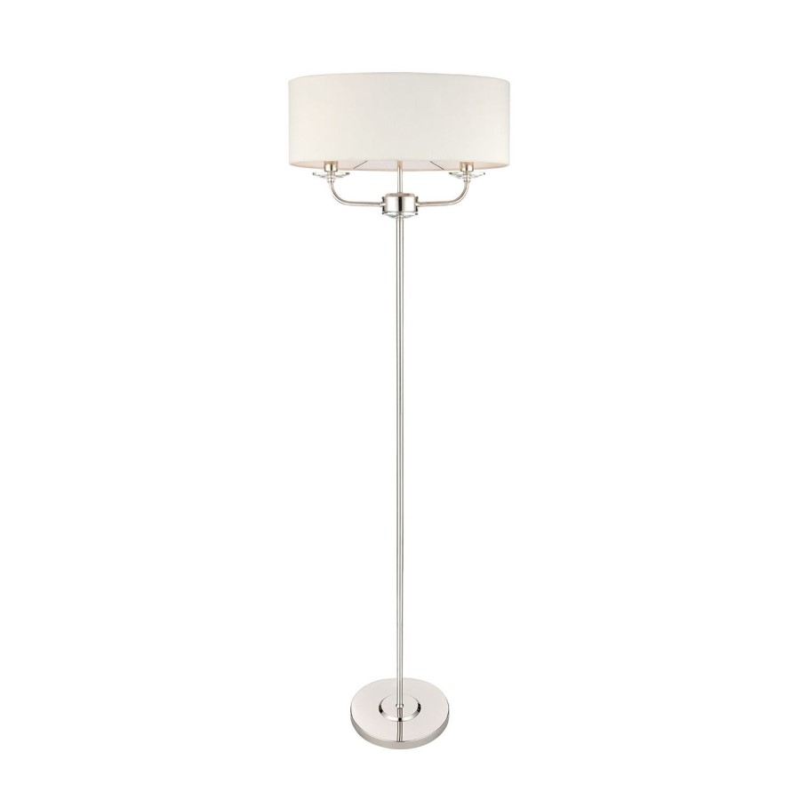 White Shade & Silver Floor Lamp - Nixon