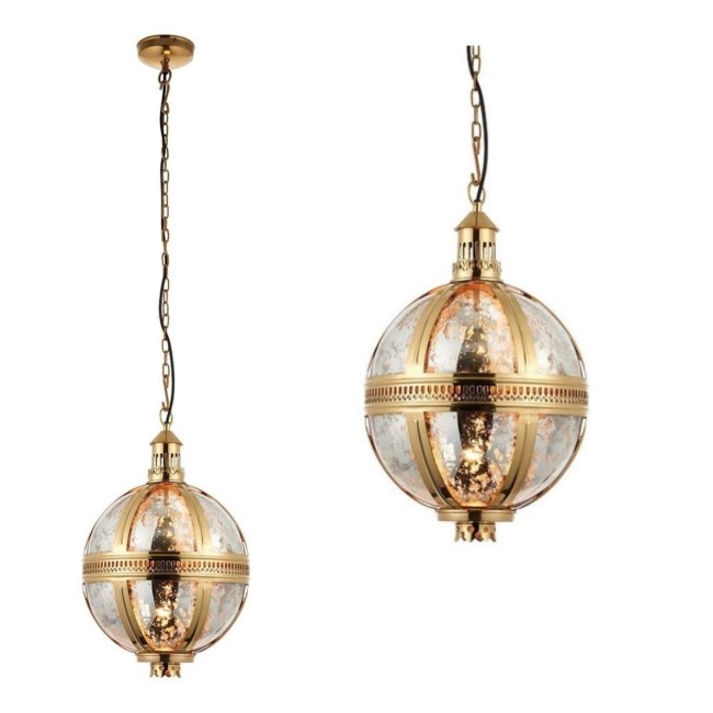 Vienna Ceiling Pendant Light with Brass & Mercury Glass Finish