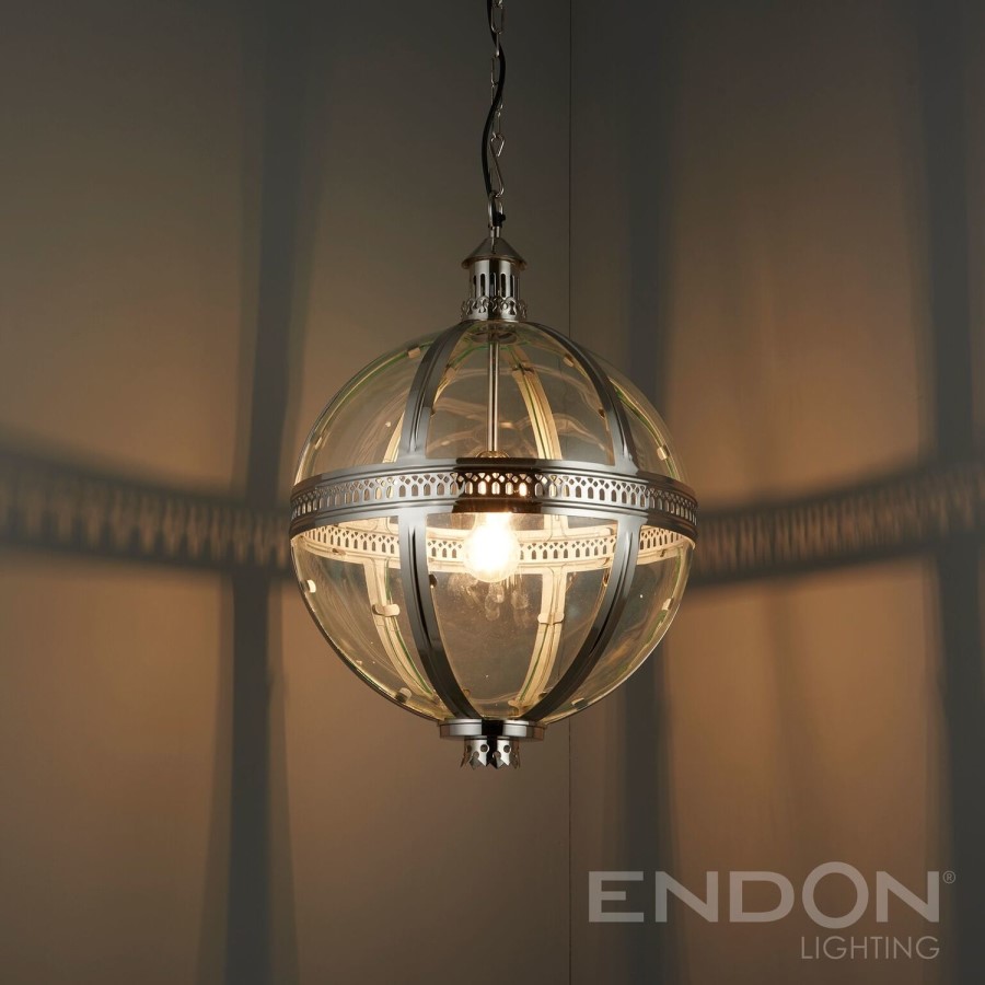 Vienna Ceiling Pendant Light with Nickel Plated Brass & Glass Finish