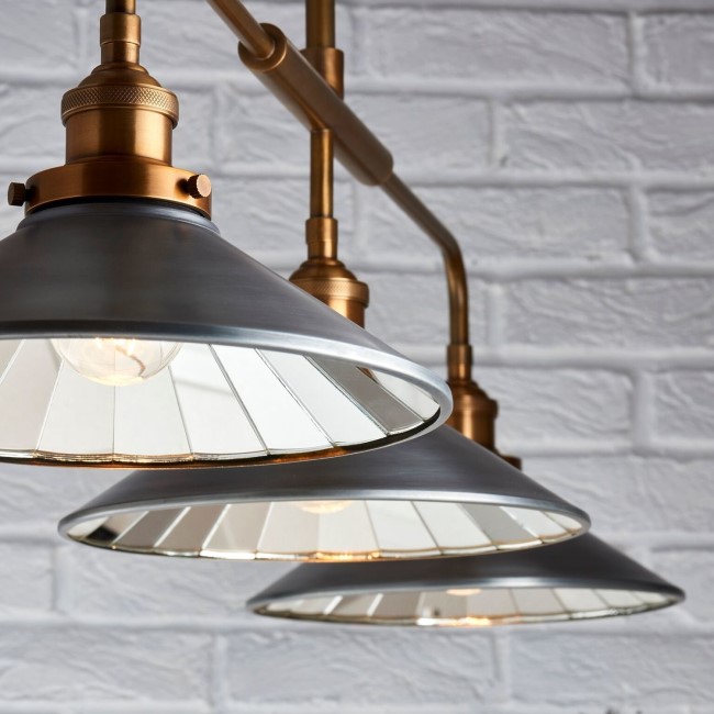 Tabyas Bar Ceiling Light with Zinc & Brass Finish - Industrial Style