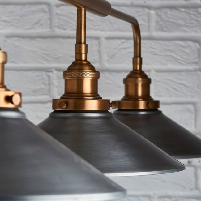 Tabyas Bar Ceiling Light with Zinc & Brass Finish - Industrial Style