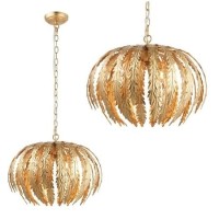 Gold Leaf Pendant Light - Delphine