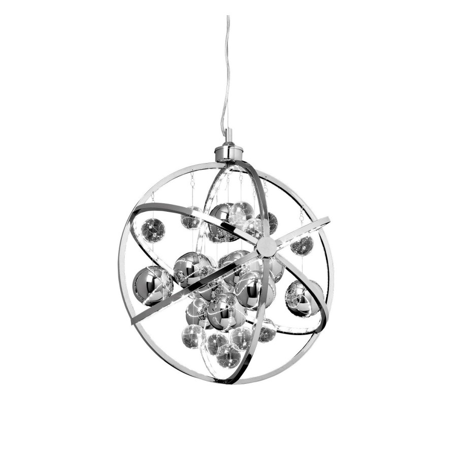 Chrome Pendant Light with Rings & Glass - Muni