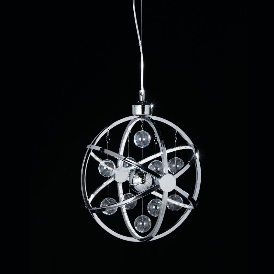 Chrome Pendant Light with Rings & Glass - Muni