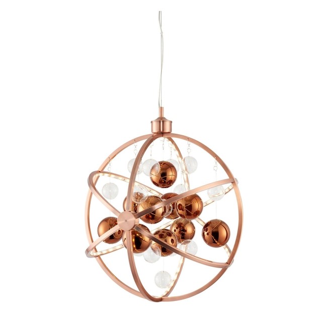 Copper Pendant Light with Rings & Glass - Muni