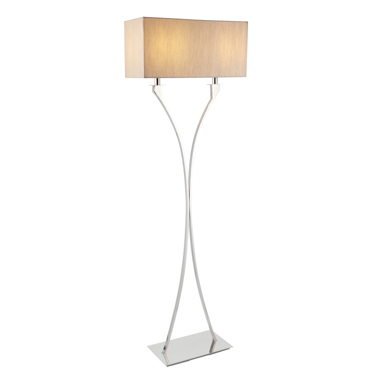 Cream Shade & Nickel Floor Lamp - Vienna