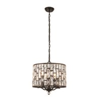 Bronze Pendant with 5 Lights & Glass Crystals - Belle