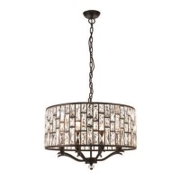 8 Light Bronze & Crystal Pendant Chandelier - Belle