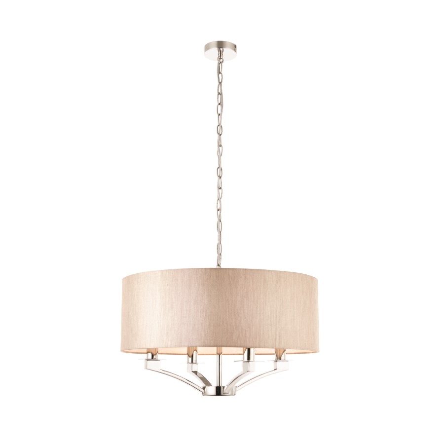 Nickel 4 Light Pendant Chandelier with Shade - Vienna
