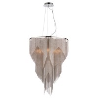 Silver Pendant with 6 Lights & Hanging Chains - Lorie