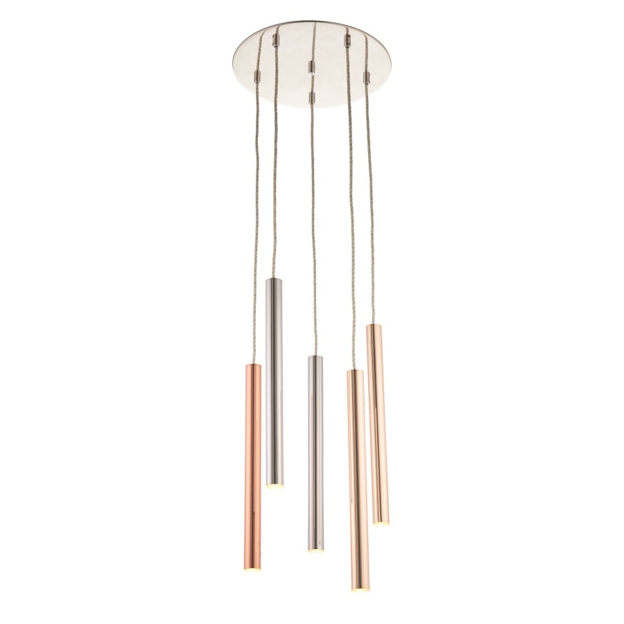 5 Light Tube Cluster Pendant - Mateo