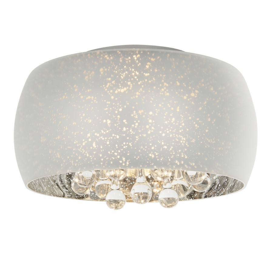 Chrome & Glass Drops Flush Ceiling Light - Eclipse