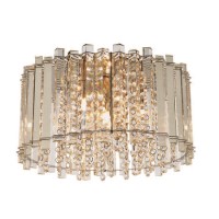 Chrome & Crystal Flush Ceiling Light - Hanna