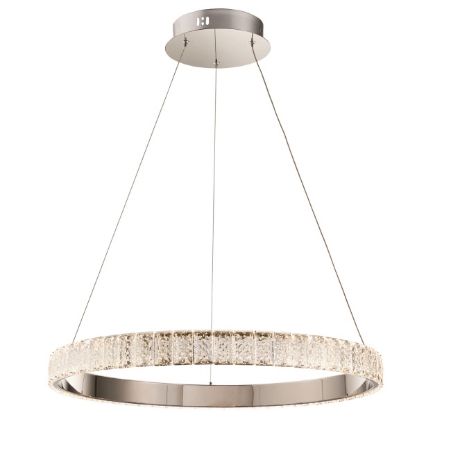 Chrome Pendant Light with Crystals & Ring - Celeste