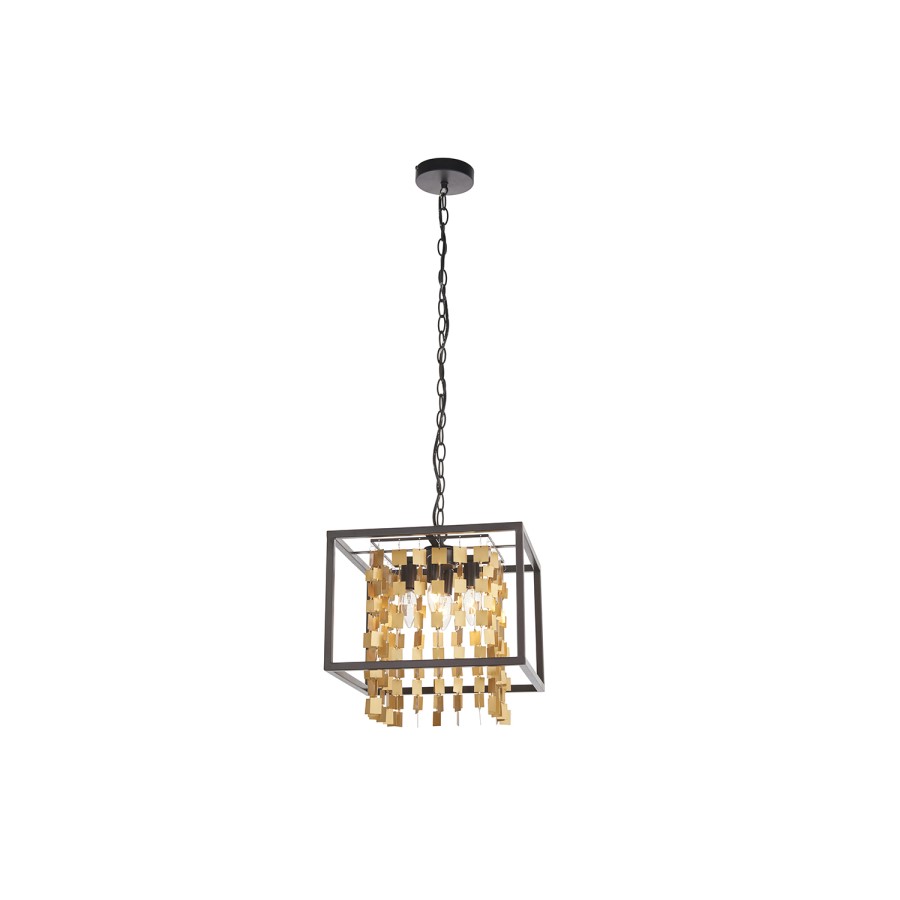 Black & Gold Cube Cage Pendant - Daya
