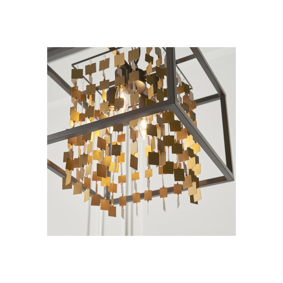 Black & Gold Cube Cage Pendant - Daya