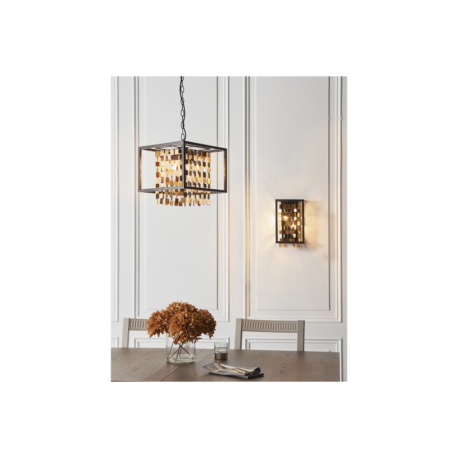 Black & Gold Cube Cage Pendant - Daya