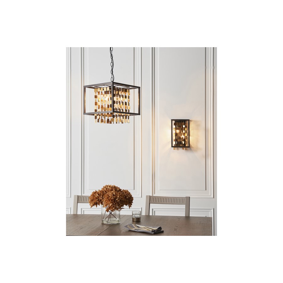 2 Light Black & Gold Wall Fitting - Daya