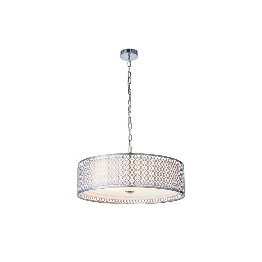 3 Light Nickel Drum Pendant Light - Cordero
