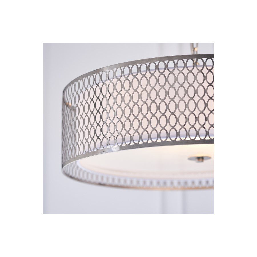 3 Light Nickel Drum Pendant Light - Cordero
