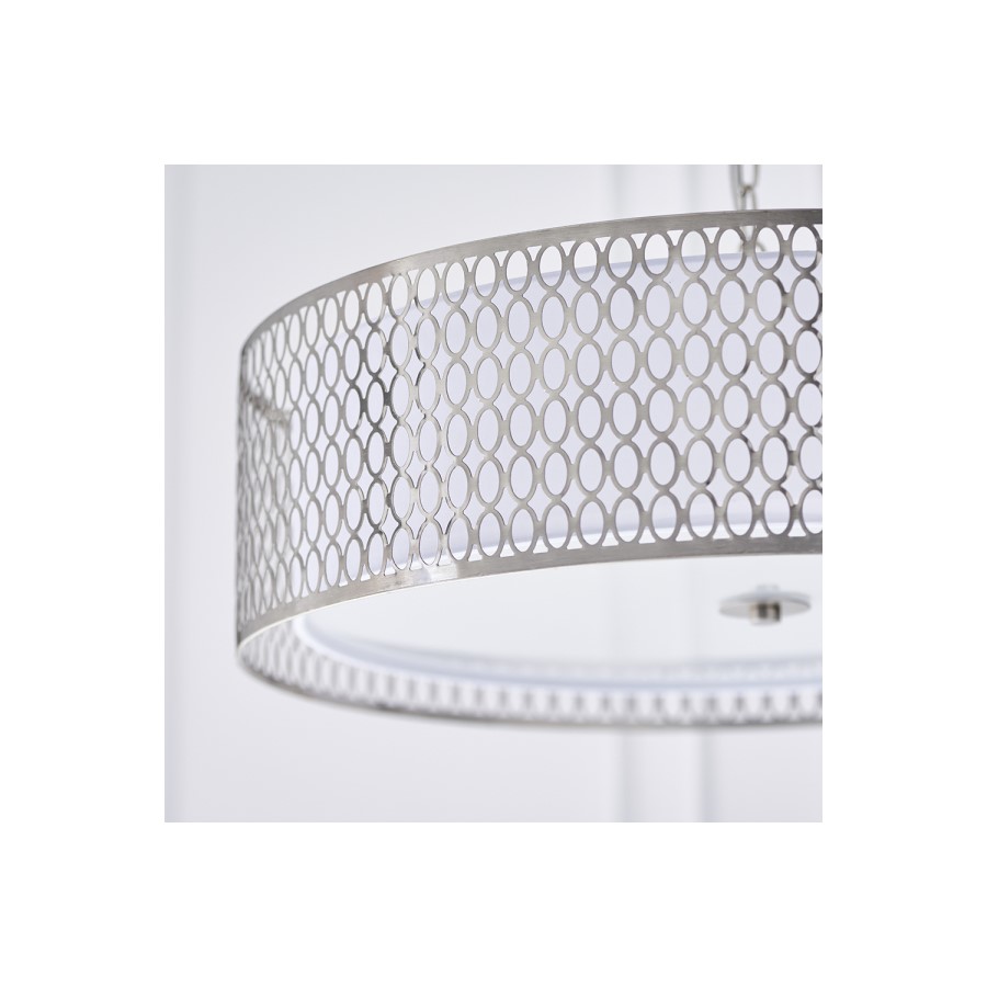 3 Light Nickel Drum Pendant Light - Cordero