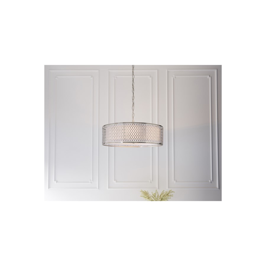 3 Light Nickel Drum Pendant Light - Cordero