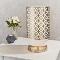 2 Tier Nickel & White Table Lamp - Gilli