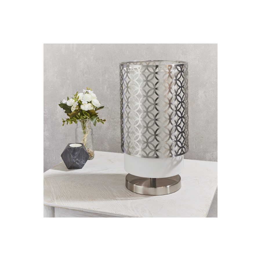 2 Tier Nickel & White Table Lamp - Gilli